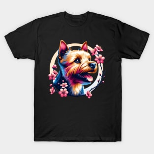 Norwich Terrier Springtime Cherry Blossoms Delight T-Shirt